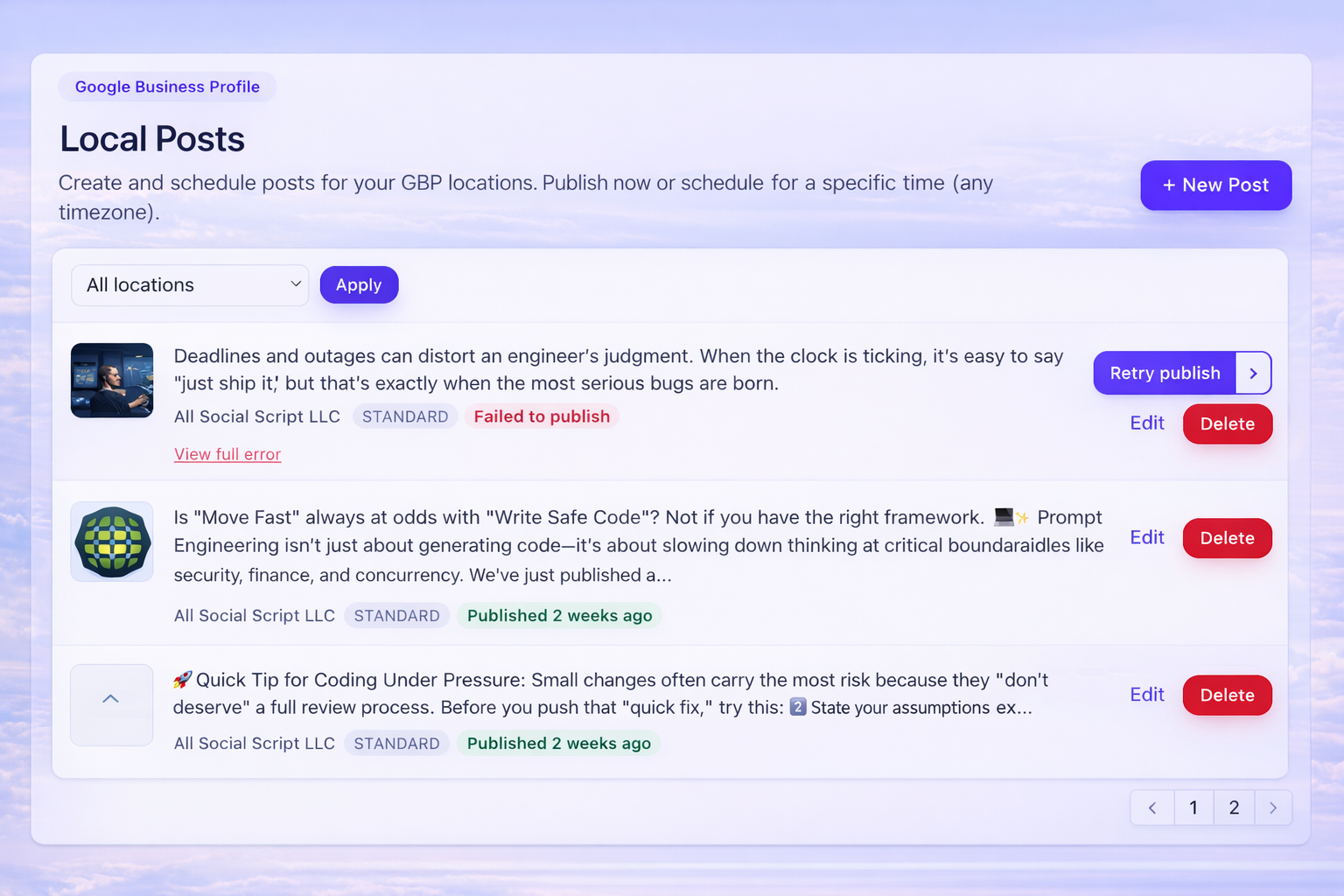 GBP posts (local posts)